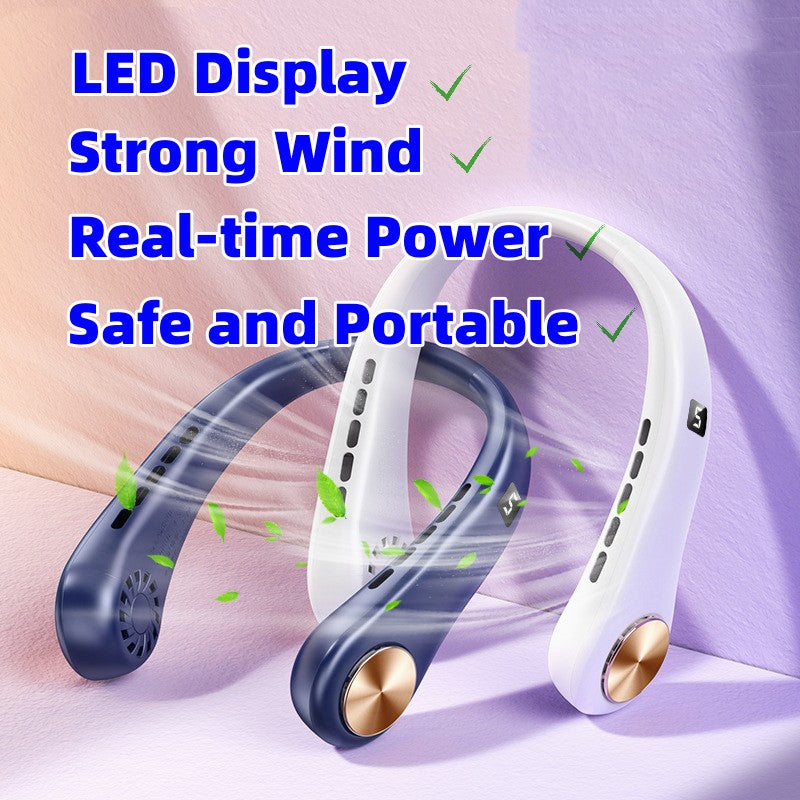New Mini Neck Fan Portable Bladeless Hanging Neck Rechargeable Air Cooler Mini Summer Sports Fans.