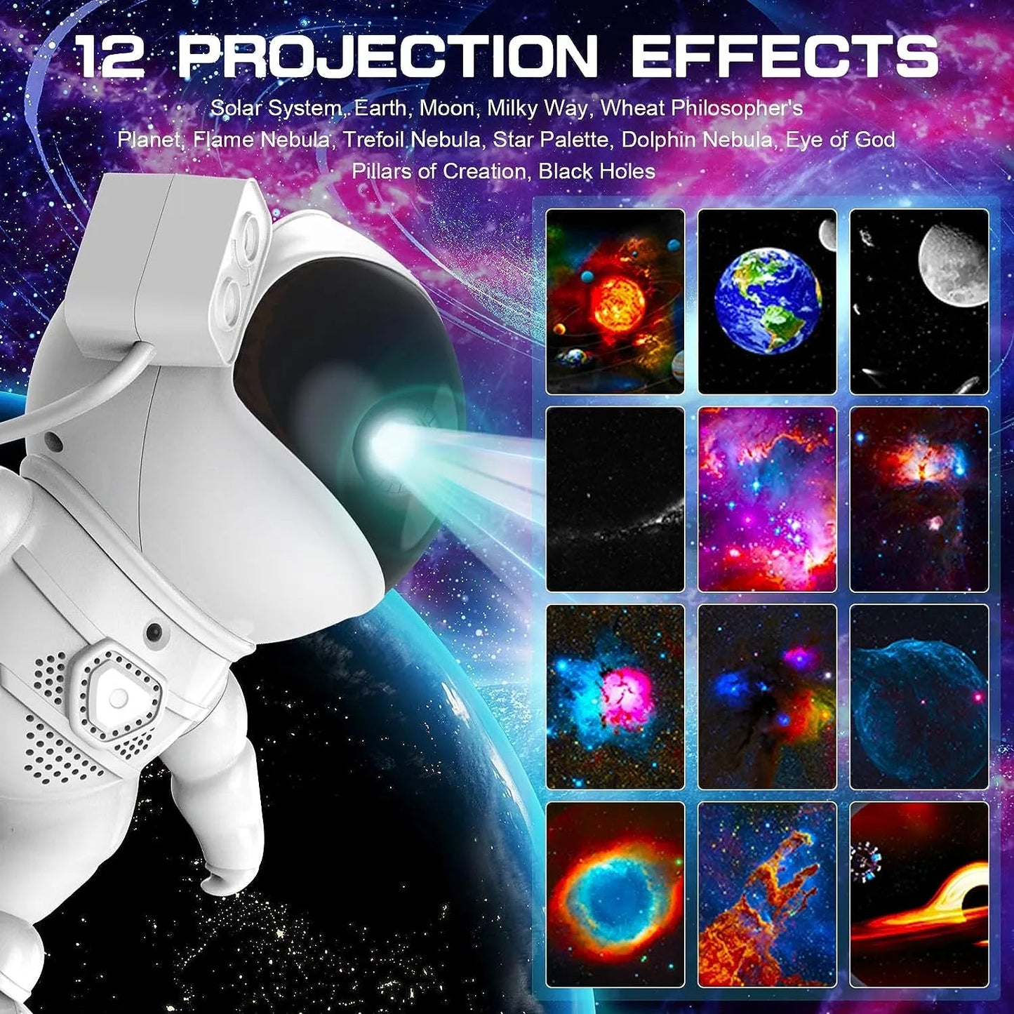 Rocket Astronaut Galaxy Starry Sky Projector Lamp Desktop | projector | Introducing the Rocket Astronaut Galaxy Starry Sky Projector Lamp Desktop, your ultimate gateway to