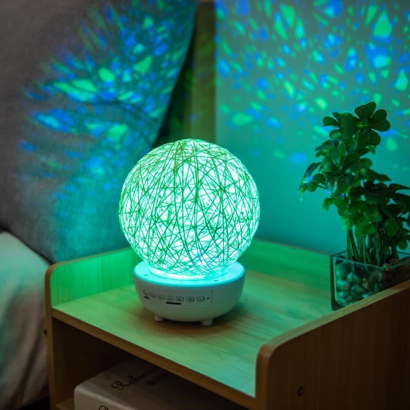 bluetooth music led night light romantic table lamp bedside ball moon - 5