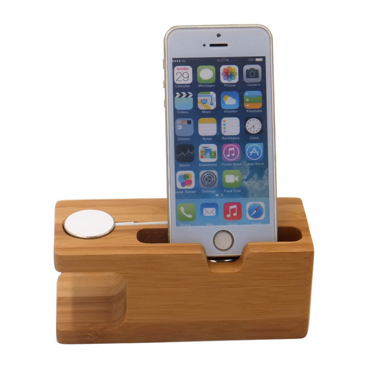 Watch bamboo stand smart phone stand lazy phone stand.