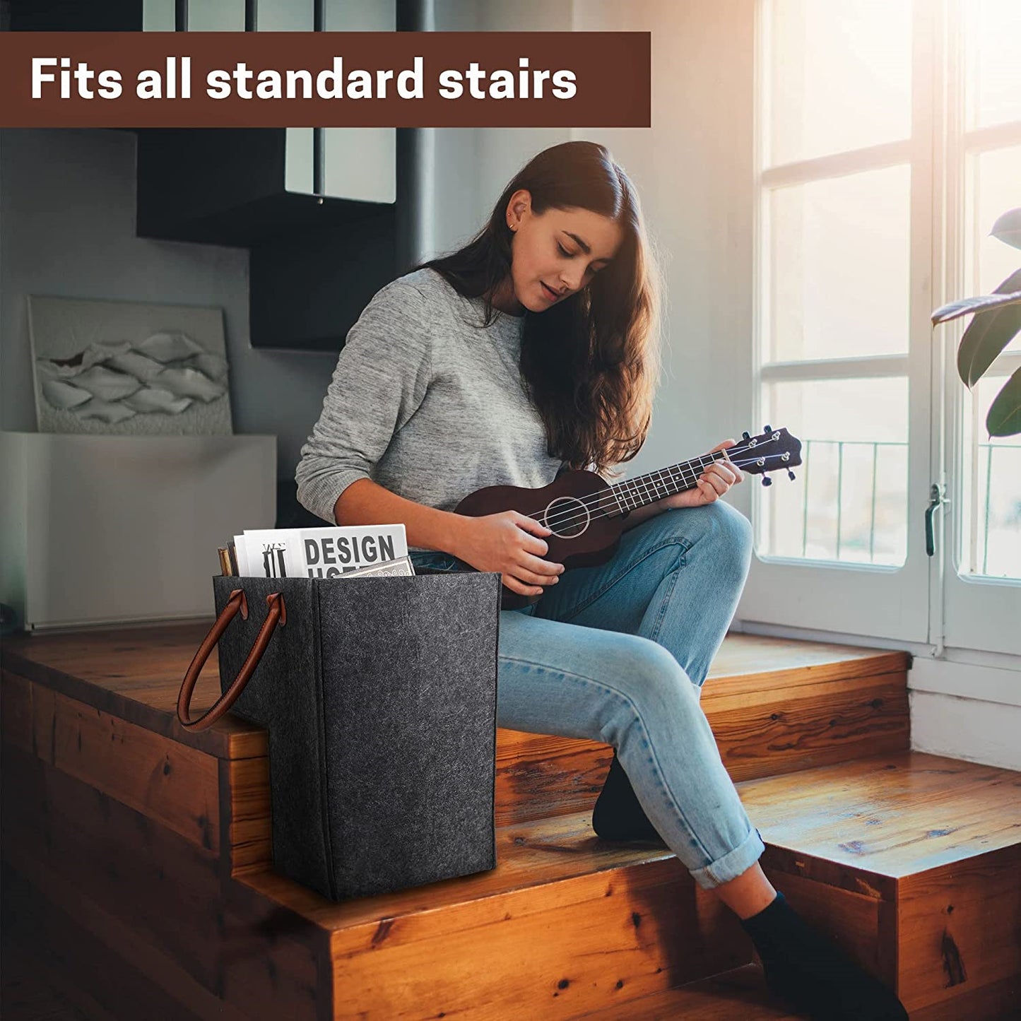 Home Staircase Felt Portable Storage Basket.