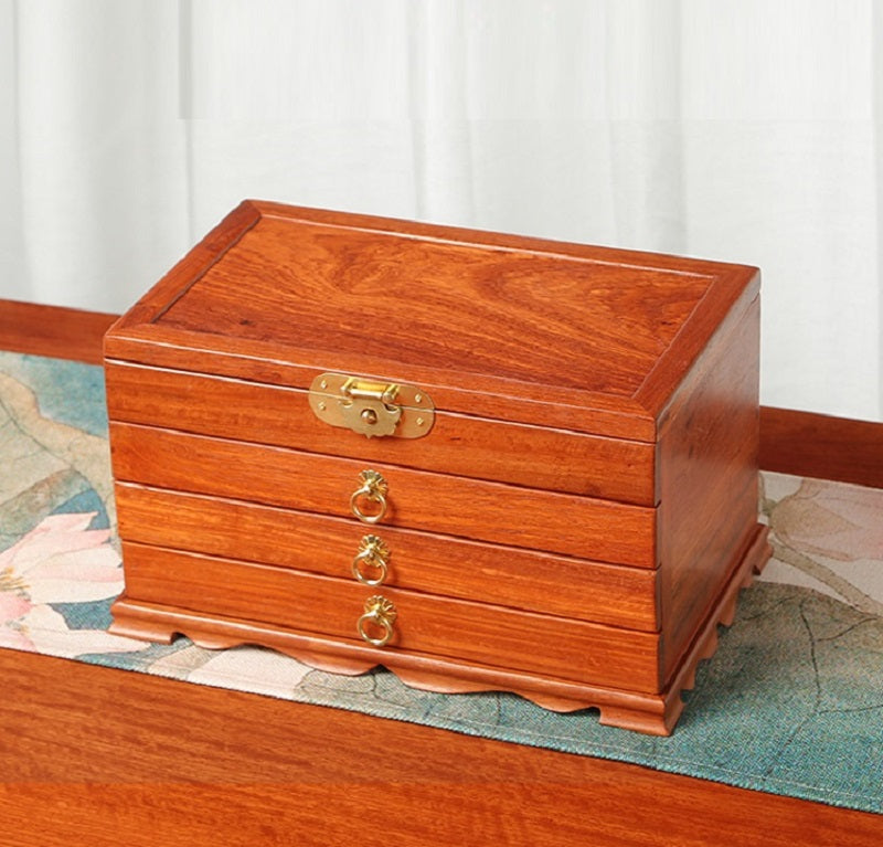 Mahogany Home Dresser Desktop Storage Box.