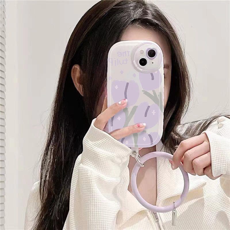 Purple Tulip Transparent Ring Phone Case.