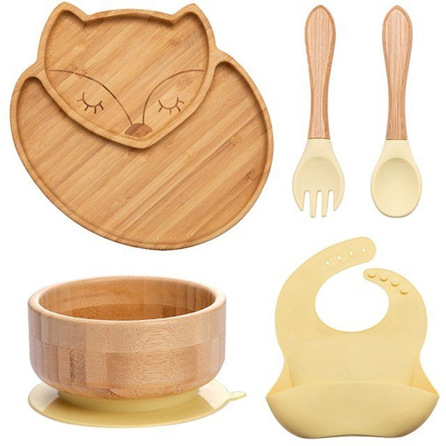 7-Pcs Wooden Feeding Tableware Set for Kids eco set - 11