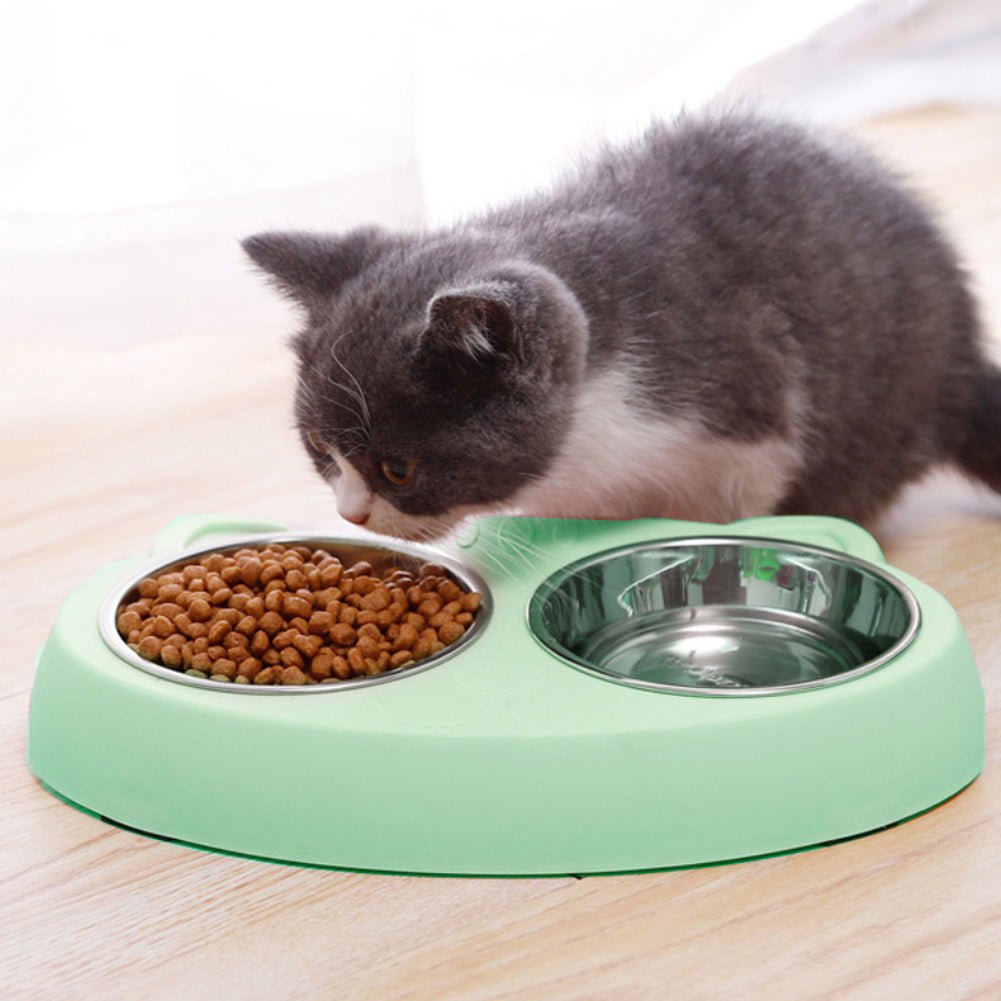 Stainless Steel Double Dog Bowls with Non-Slip Resin Station UK