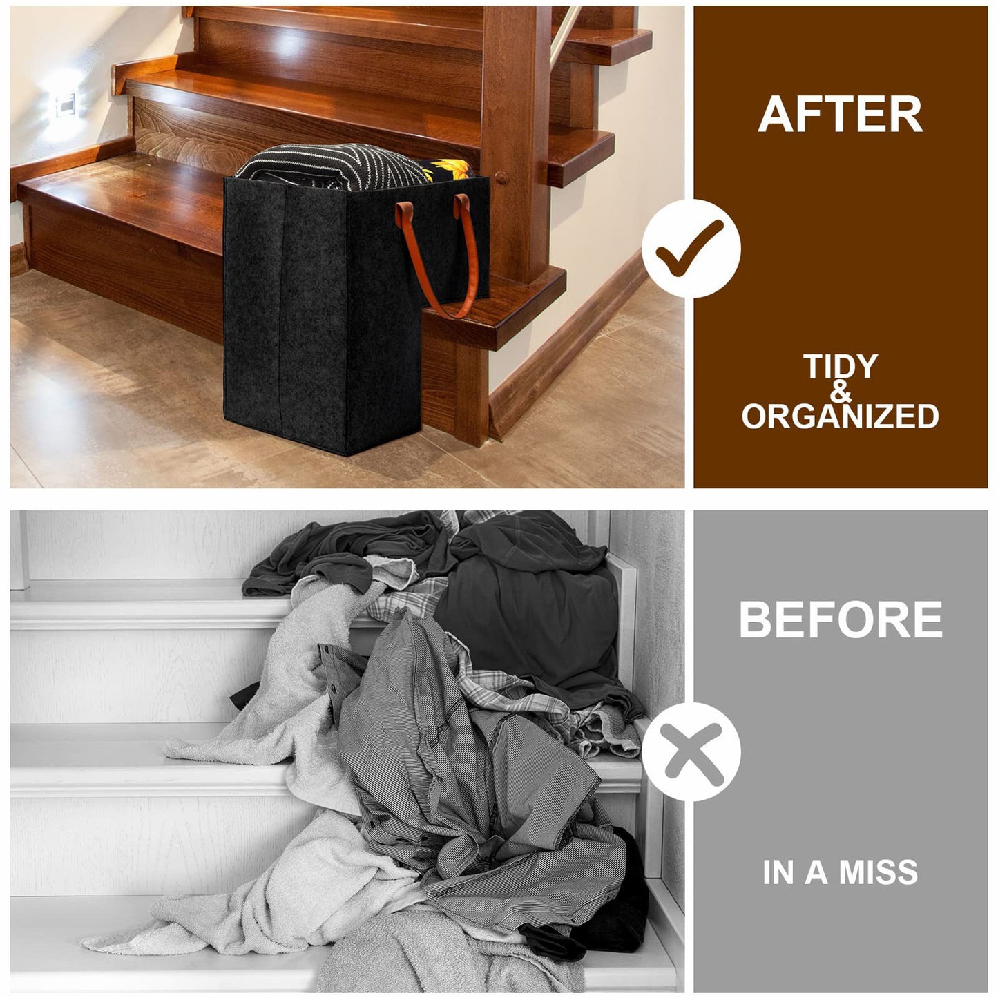 Home Staircase Felt Portable Storage Basket.