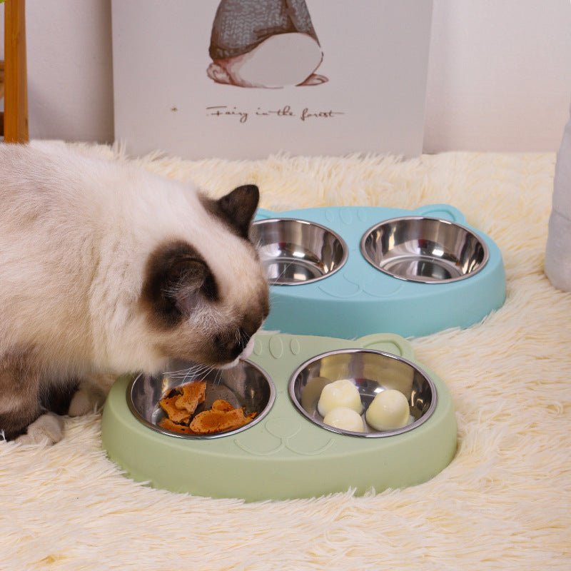 Stainless Steel Double Dog Bowls with Non-Slip Resin Station UK gadgets