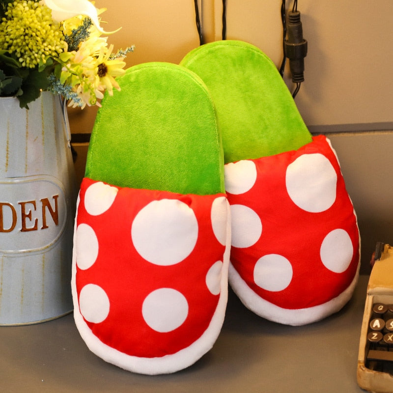 Lovely Multifunctional Piranha Plush Toys Warm Winter Home Floor Soft Plants Women's Funny Slippers.