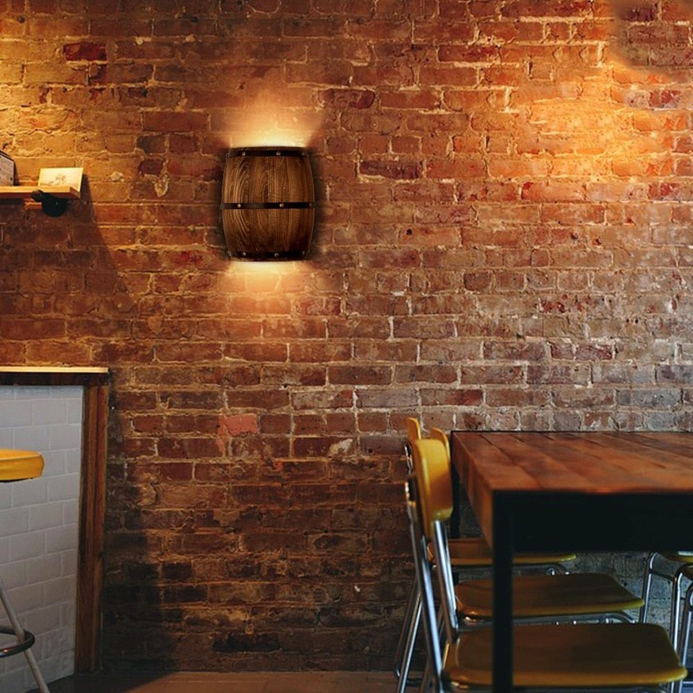 American style wine barrel loft original wood creative wall lamp bedside lamp decoration bar homestay living room bedroom light | barrel loft light | SPECIFICATIONSis_customized: noWarranty: 3 yearsVoltage: 90-260VUsage: IndustrialTechnics: PaintedSw