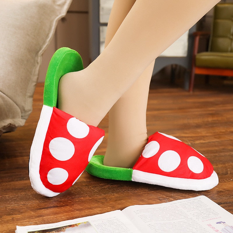 Lovely Multifunctional Piranha Plush Toys Warm Winter Home Floor Soft Plants Women's Funny Slippers.