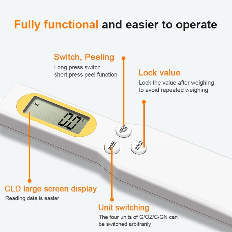 Precision Pro Digital Kitchen Scale | Introducing the Weight Measuring Spoon LCD Digital Kitchen Scale, the ultimate kitchen companion for