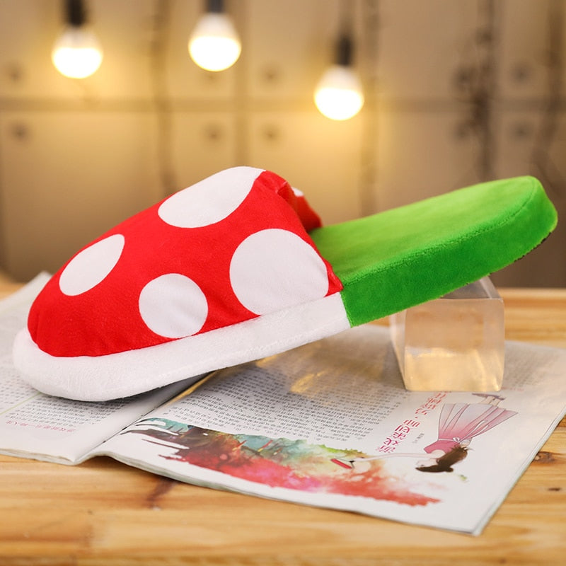 Lovely Multifunctional Piranha Plush Toys Warm Winter Home Floor Soft Plants Women's Funny Slippers.
