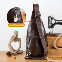 Genuine Leather Mens Chest Shoulder Messenger Bags