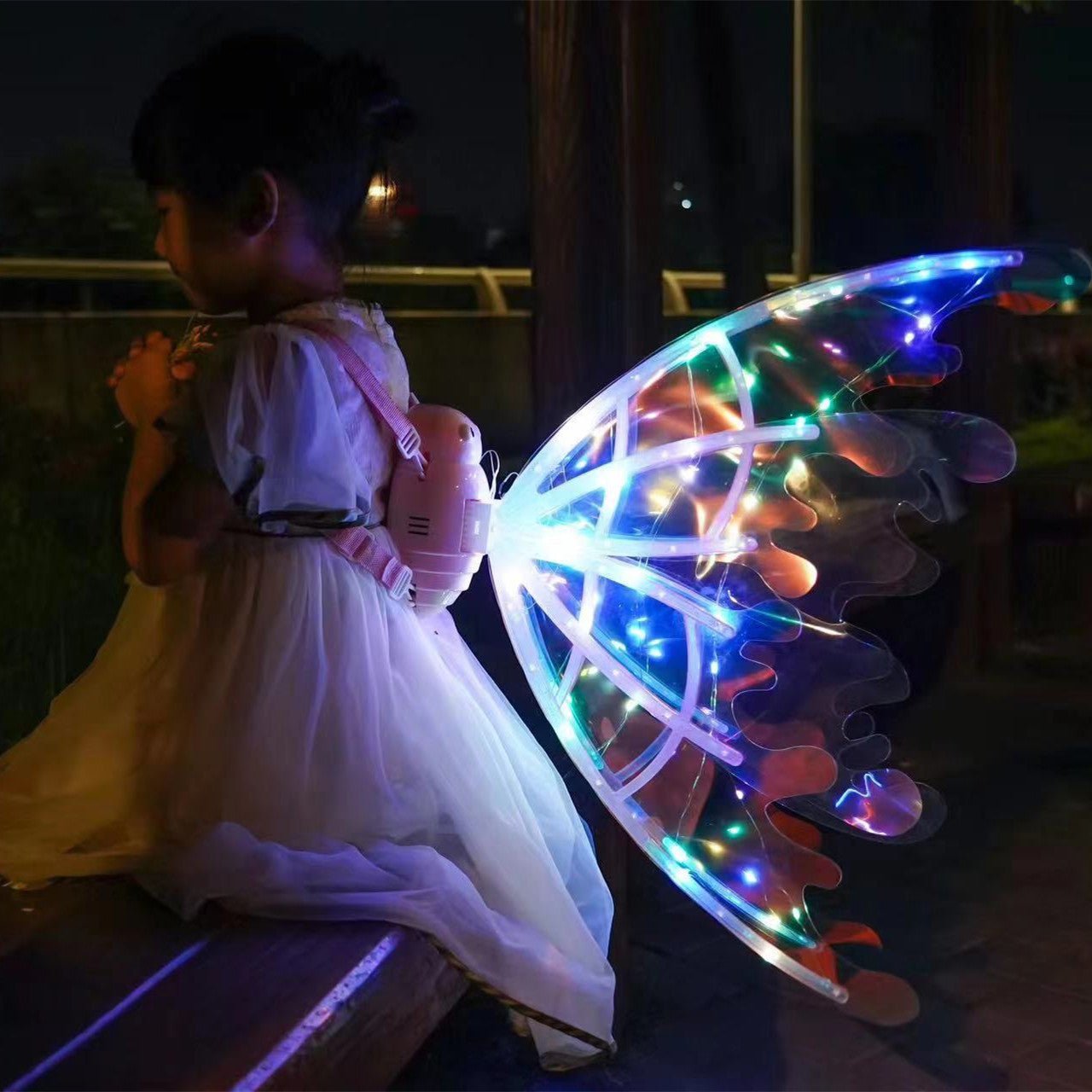 lights glowing shiny dress fairy wings for birthday halloween Girls Electrical Butterfly Wings - 2