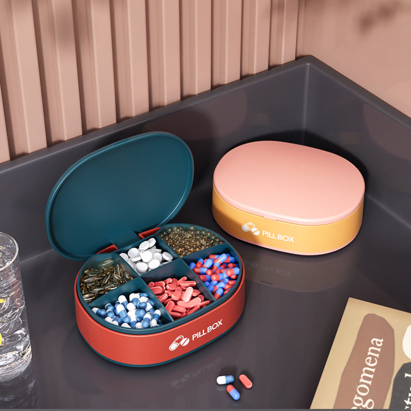 Pill Case Portable Small Weekly Travel Pill Organizer Portable Pocket Pill Box Pill Case For Tablets 6 Gird Medicine Pill's Organizer Drug Capsule Plastic Storage Box Divider Weekly Travel Pill Cutter