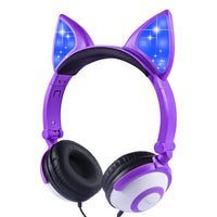 LED flashing cat ear headphones