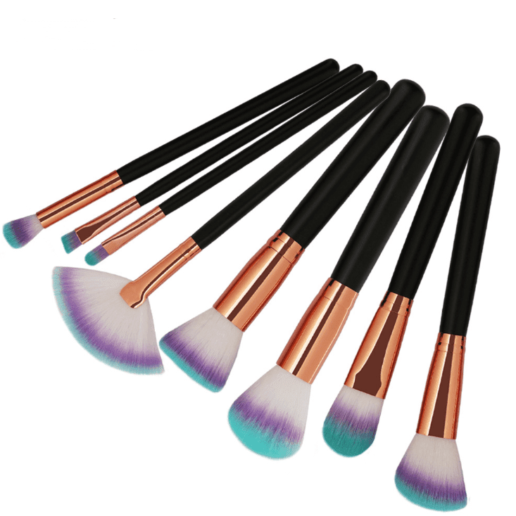 8 makeup brushes wooden handle , hight quality - 2