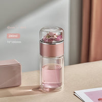 Silver Rim Tea Borosilicate Glass Double-Layer Tea And Water Separation Cup.