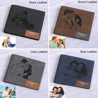 Engraving men Personalized inscription Photo engraved short wallet wallet personalized handbag postcard engraved wallets leather wallets