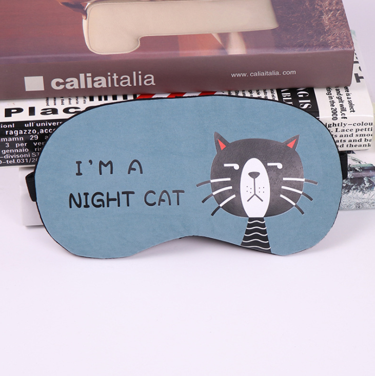 Soft Sleeping Mask Eyepatch Cat Cotton Portable Eye Mask Light Shading Creative Cartoon Travel Relax Sleeping Rest Aid MP0130.