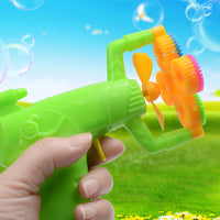 Electric Automatic Bubble Blower Maker Machine Gun with Mini Fan Kids Outdoor Sports Educational Toys.