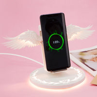 Universal Colorful LED Angel Wings Qi Wireless Charger Charge Dock For Mobile Phone Fast Charger.