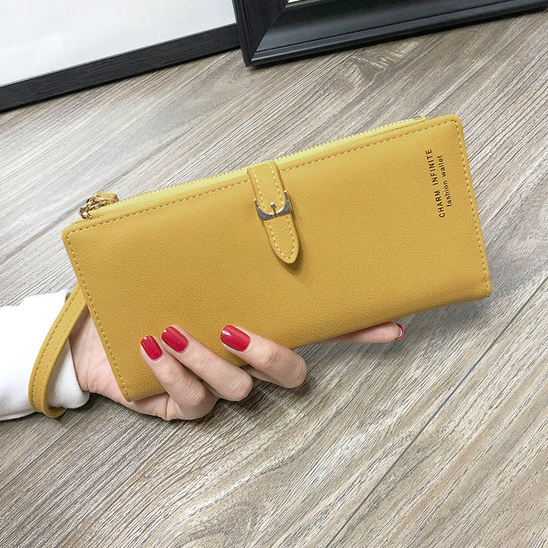 Women's Wallet With Zipper Buckle Korean Style Fashion Solid Color WLong Wallet Women