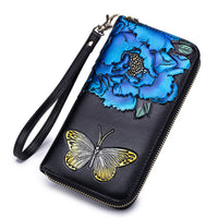 Women'S Long Leather Zipper Wallet Fashion Personality Cowhide European And American Hand Wallet