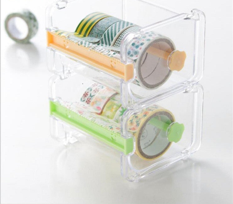 Fante Scotch Tape Cutter Sub-Packing Box Office Gadgets Japanese-Style Hand Account Desktop Tape Storage Box Seat