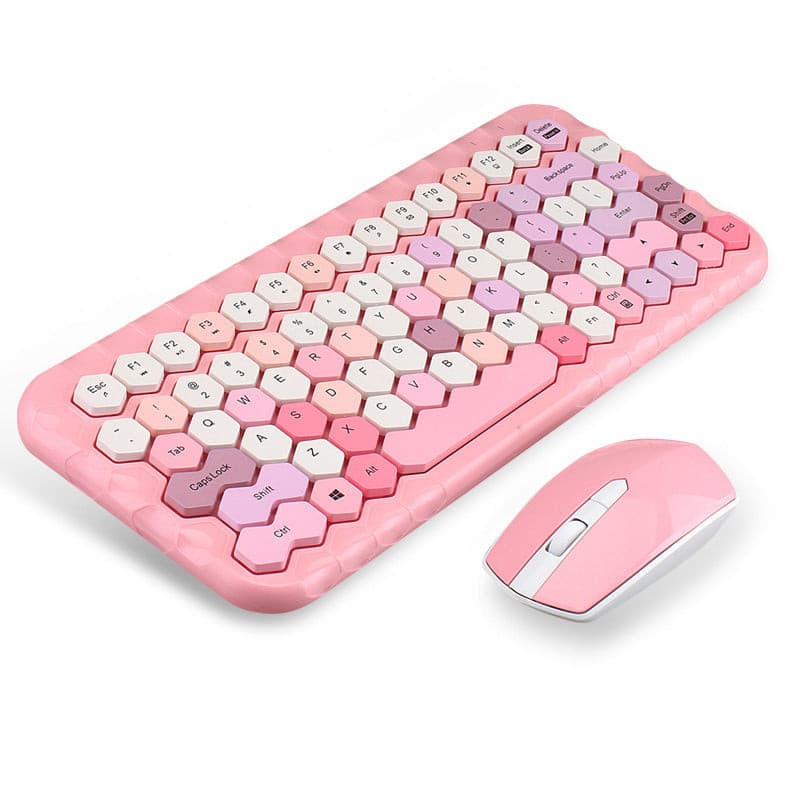 Girl Heart Wireless Keyboard And Mouse Set