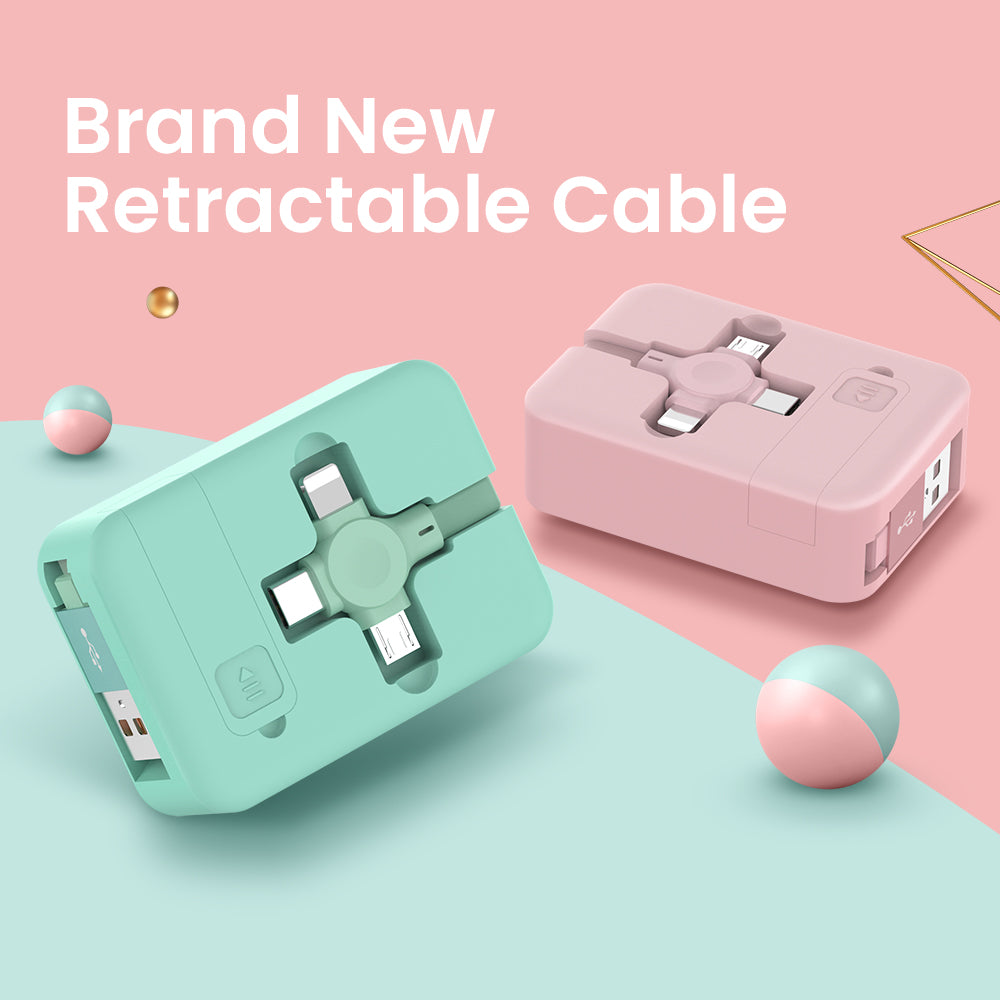 4 In 1 Retractable USB Cable Creative Macaron Type C Micro Cable For I Phone With Phone Stand Charging Data Cable Line Storage Box | cables | 
 Overview:
 
 Retractable 3 in 1 Cable is very easy to fold and place in your handbag, laptop bag, 