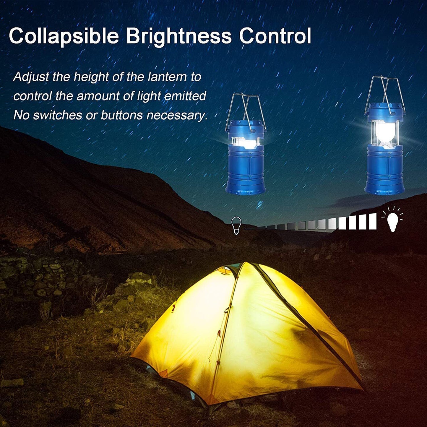 Portable Camping Torch Rechargeable Lantern Night Light Tent Lamp Solar Power