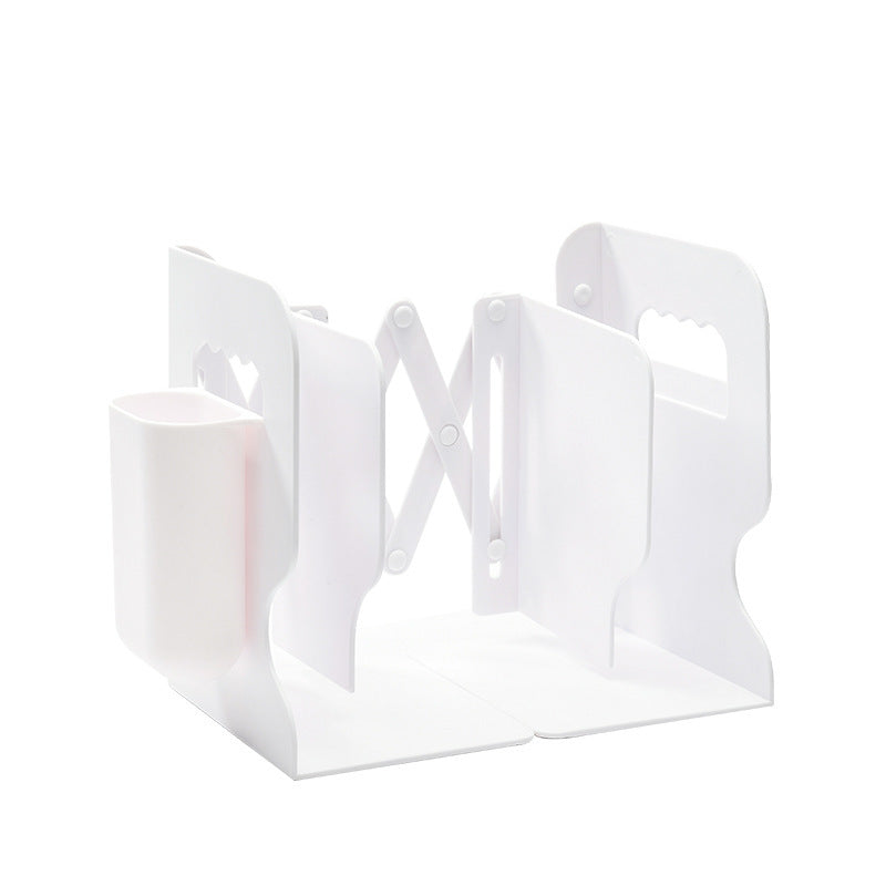 Retractable Bookends For Shelves Book Support Stand Adjustable Bookshelf With Pen Holder Desk Organizer Office Accessories.