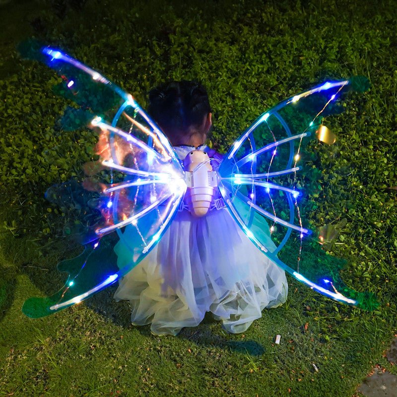 lights glowing shiny dress fairy wings for birthday halloween Girls Electrical Butterfly Wings - 3