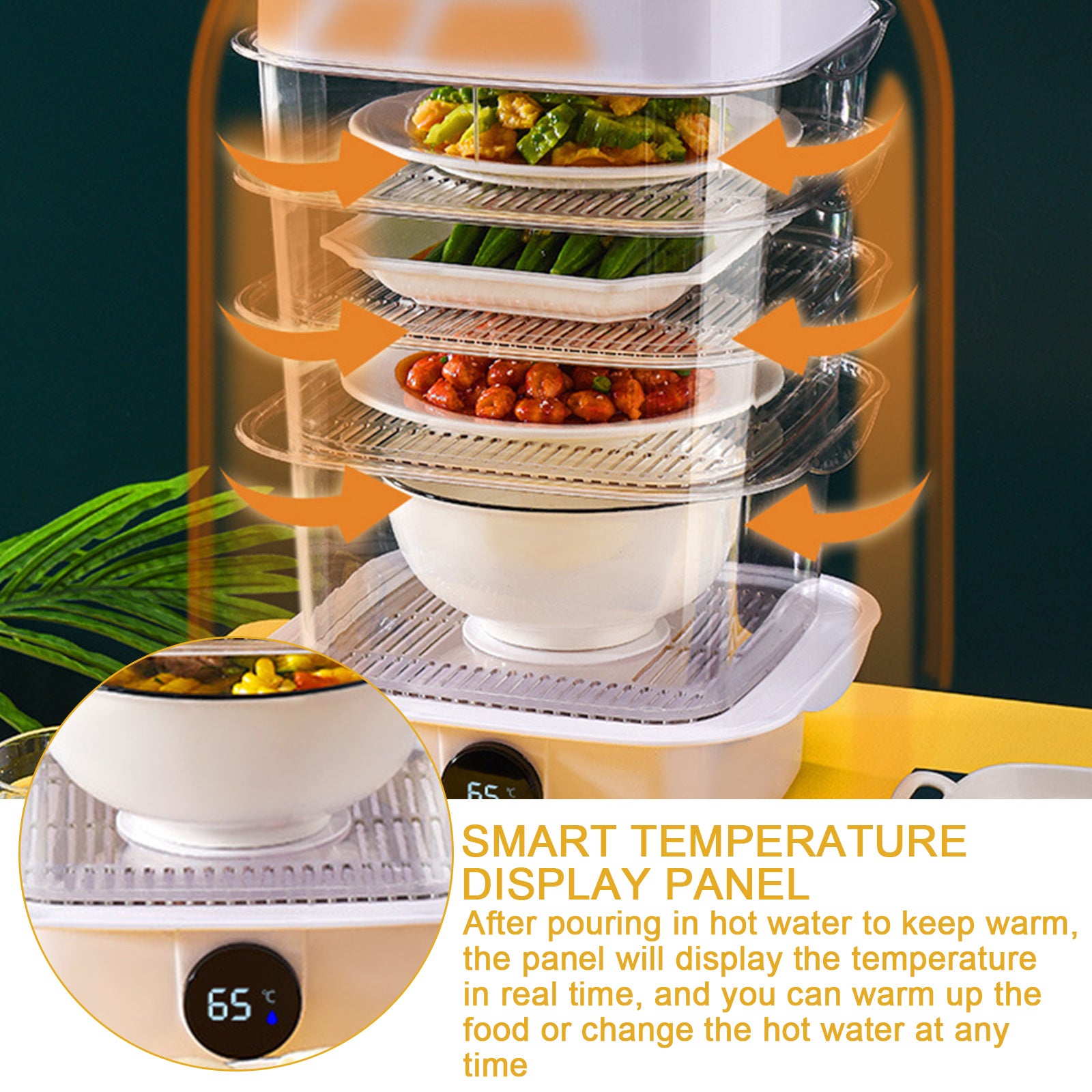 Multi-layer Dish Cover Heat Preservation Kitchen Cover Dining Table Leftover Storage Box Transparent Stack Cooking Hood Steamer.