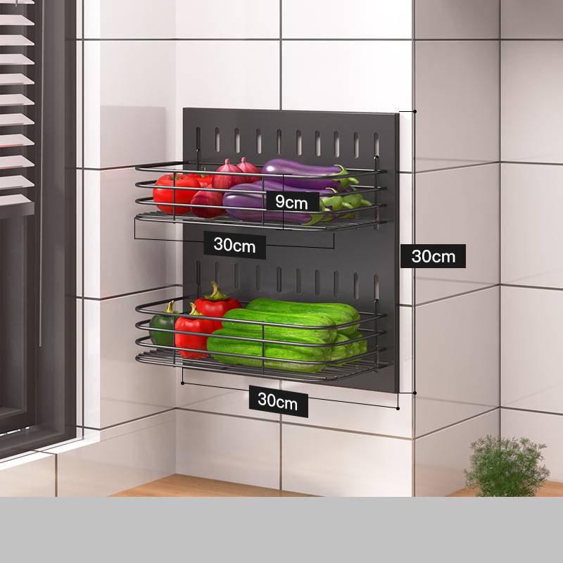 Stainless Steel Kitchen Wall Mounted Kitchen Storage Rack Hole Plate.