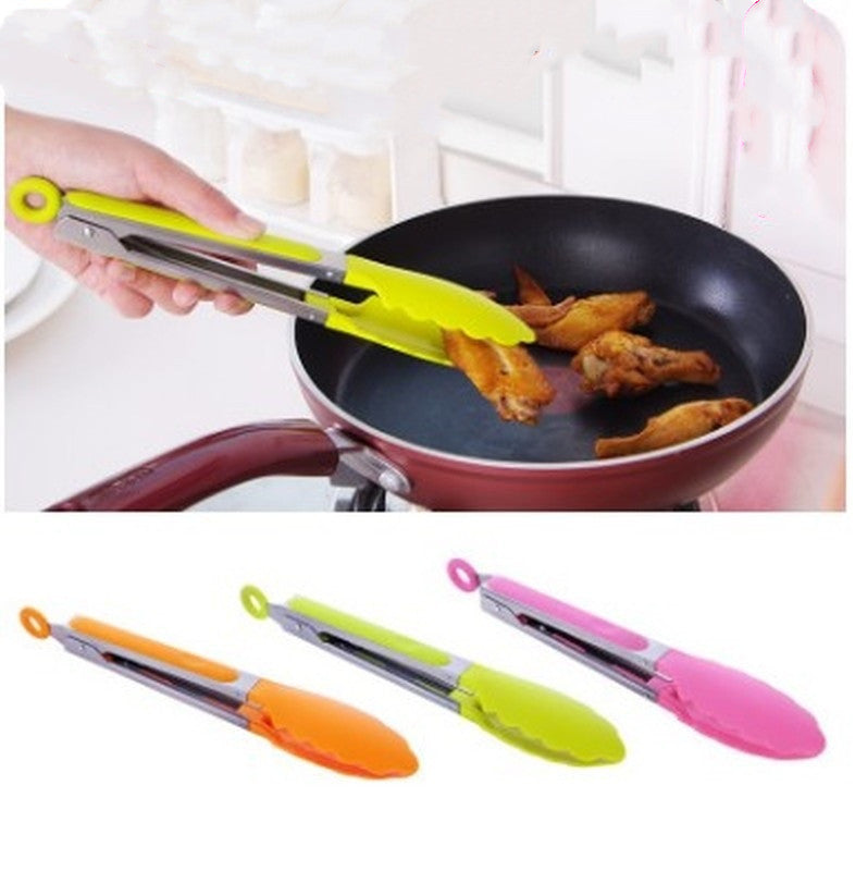 Silicone Kitchen Cooking Salad Utensils BBQ Clip Stainless.
