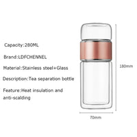 Silver Rim Tea Borosilicate Glass Double-Layer Tea And Water Separation Cup.