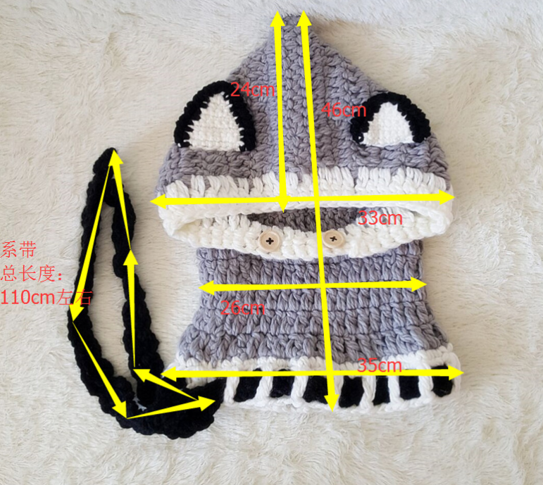 Children's wool knit hat hand-knitted warm earmuffs cape caps for men and women