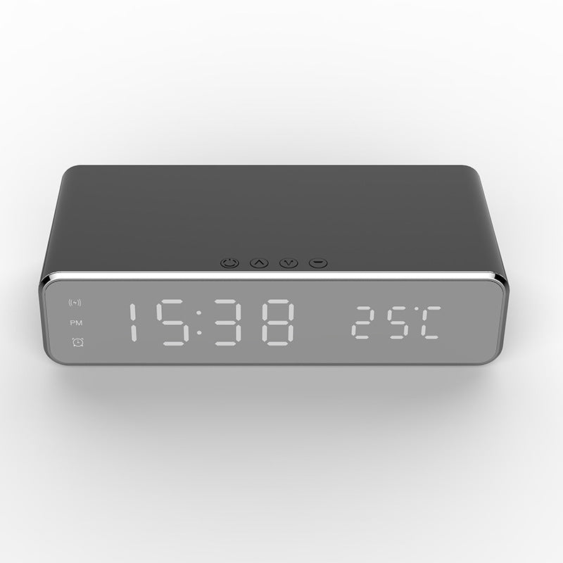 LED Electric Alarm Clock With Wireless Charger Desktop Digital Despertador Thermometer Clock HD Mirror Clock Watch Table Decor.