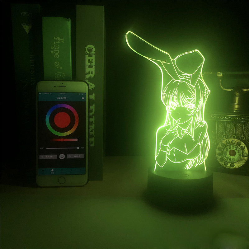 bunny girl 3d smart night light - 3
