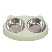 UK gadget Stainless Steel Double Dog Bowls with Non-Slip Resin Station