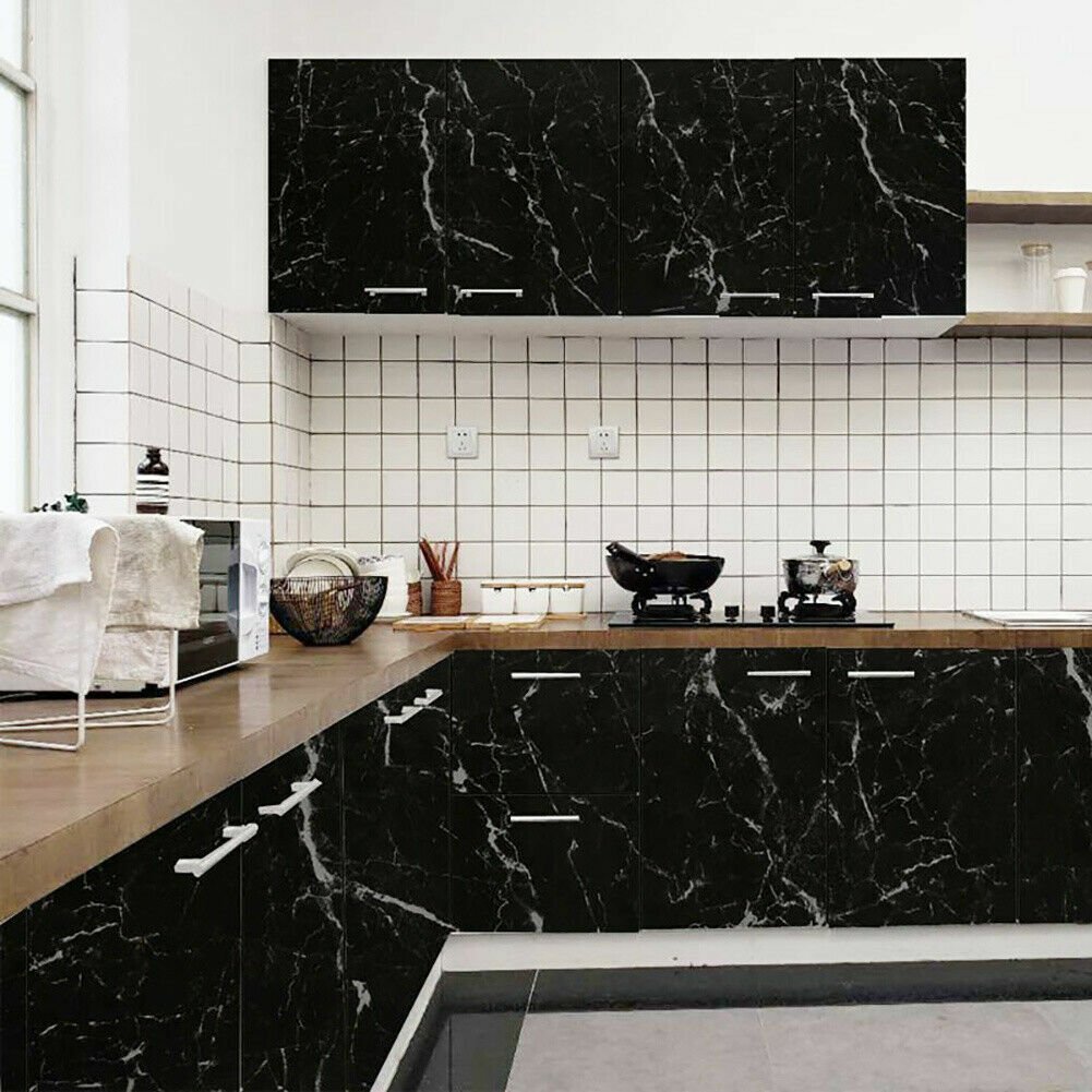 5m Gloss Marble PVC Sticky Back Vinyl Self-Adhesive Worktop Cupboard Door Covers | Gloss Marble PVC Sticky Back Vinyl | 
 
  Features:
  
 
 This countertop self adhesive marble wallpaper has a size of 60x500cm
 
 Made o