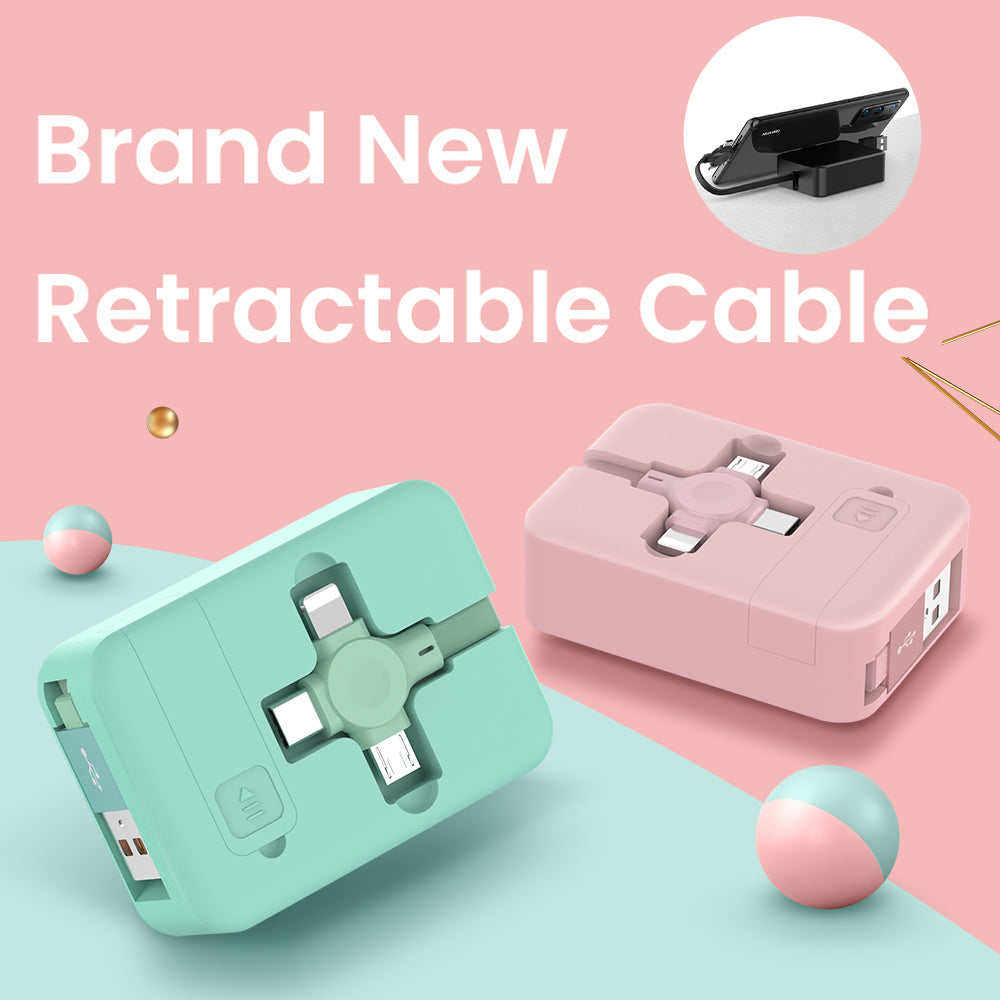 4 In 1 Retractable USB Cable Creative Macaron Type C Micro Cable For I Phone With Phone Stand Charging Data Cable Line Storage Box | cables | 
 Overview:
 
 Retractable 3 in 1 Cable is very easy to fold and place in your handbag, laptop bag, 