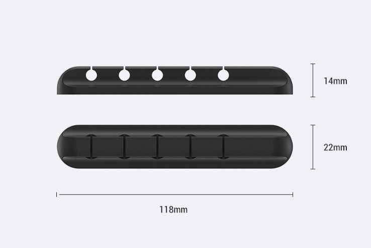 Silicone storage cable management cable clamp.