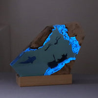 Marine Cave Diver Desktop Decoration Creative Art Lamp Holder Solid Wood Resin Night Light Birthday Gift Jewelry