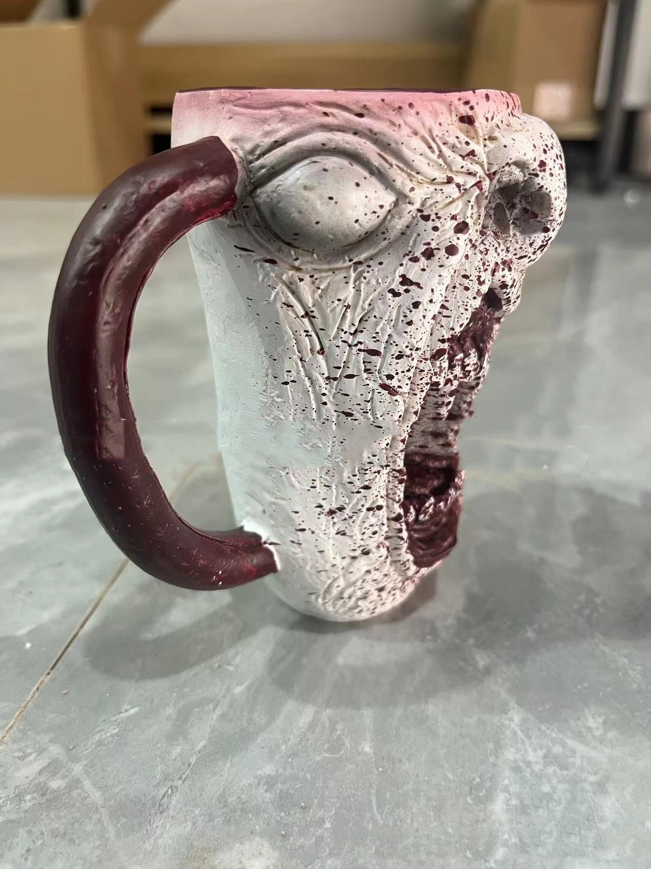 handmade gothic vampire half face mug halloween 2023 - 2