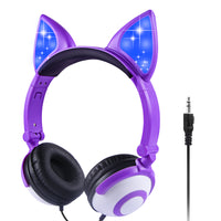 LED flashing cat ear headphones