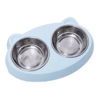 UK gadgets Stainless Steel Double Dog Bowls with Non-Slip Resin Station