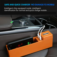 USB Wireless Charging Car Seat Gap Storage Box Car Multi-functional card coin Storage box car organizer with charger